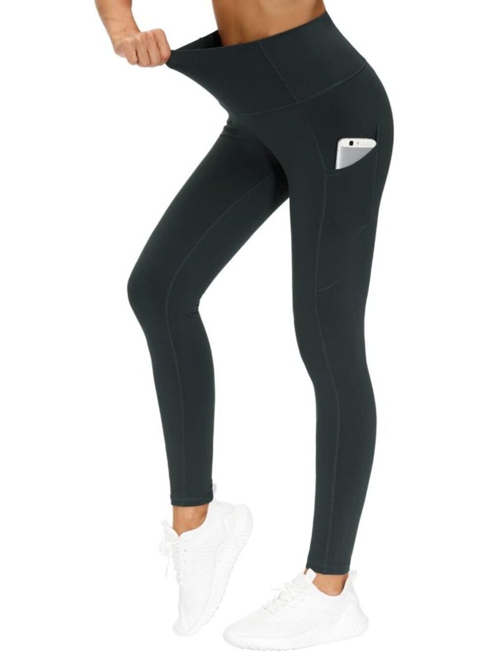 🆕Women Charcoal Grey Elastic High Waist Tummy Control Workout Yoga Leggings
